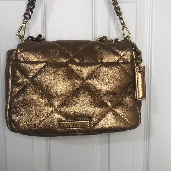 Steve Madden Terra Quilted Bronze Chain Strap Women's Bag - Picture 6 of 7
